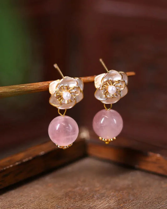 Rose Quartz 14K Gold Plated Earrings – Clarity & Compassion