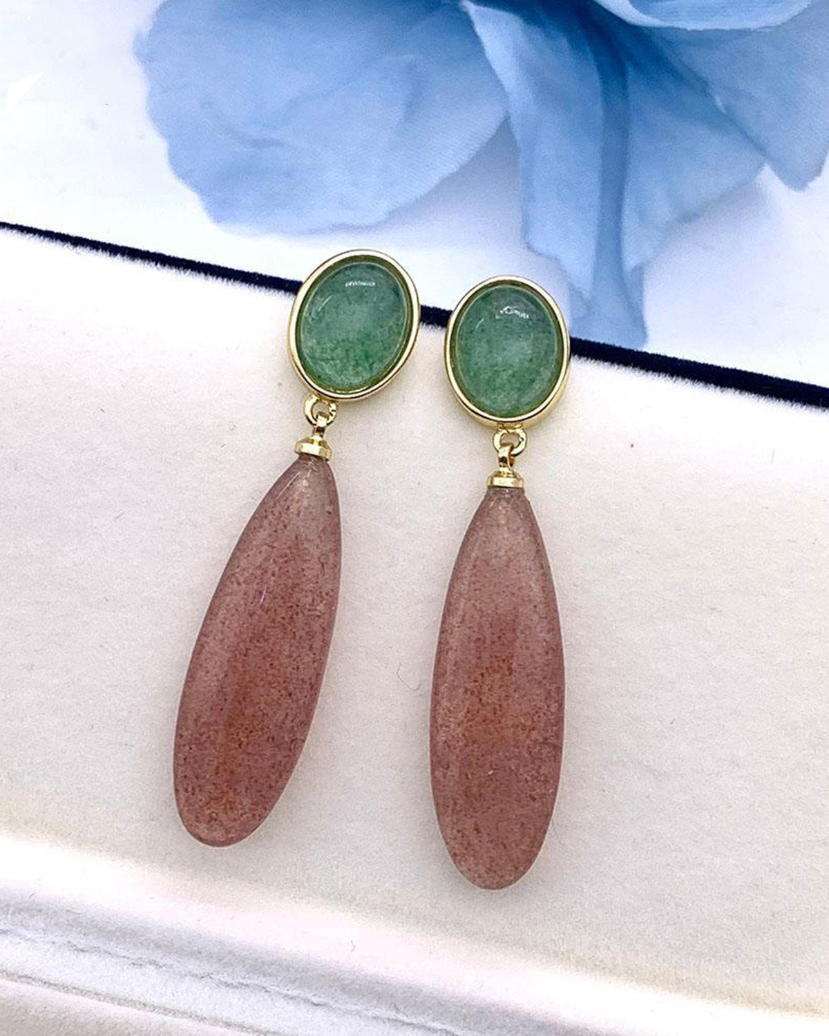 Strawberry Quartz Grace Drop Earrings