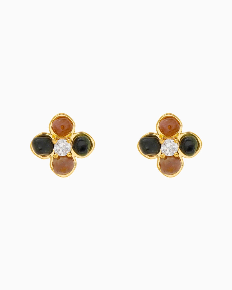 Tourmaline Pink Bloom Stud Earrings