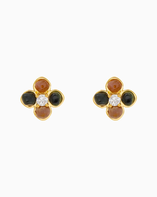 Tourmaline Pink Bloom Stud Earrings