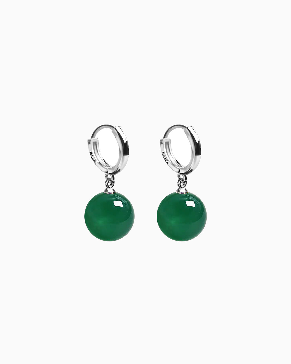 green agate Birthstone Sterling Silver Earrings