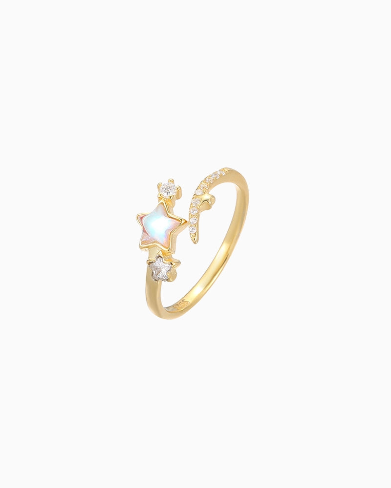 Moonstone Star Adjustable Ring