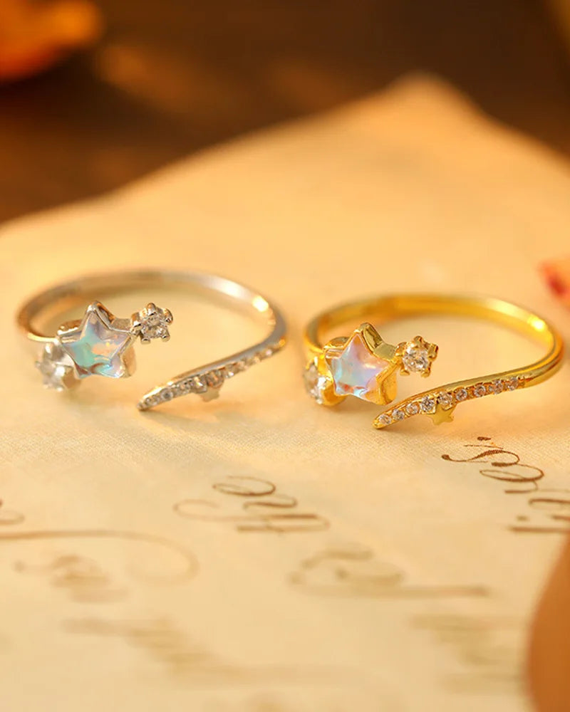 Moonstone Star Adjustable Ring