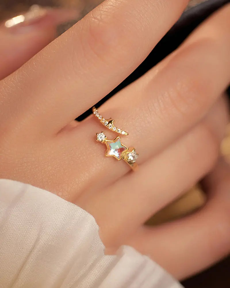 Moonstone Star Adjustable Ring