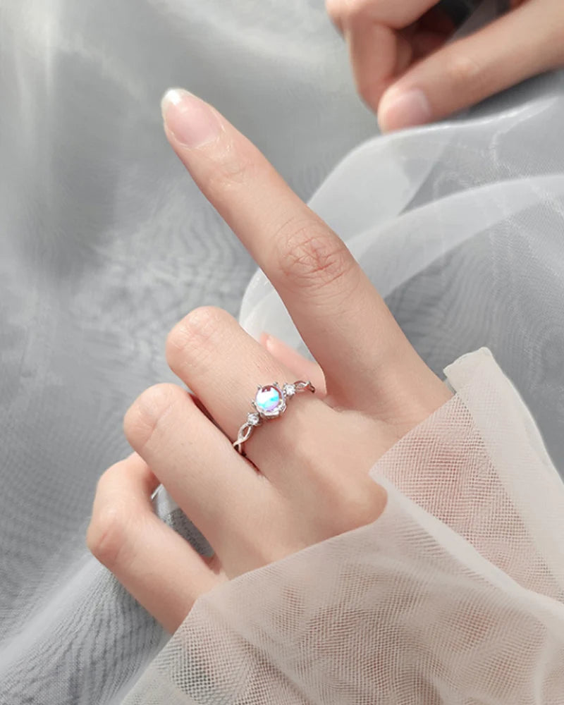 Moonstone Sparkle Adjustable Ring