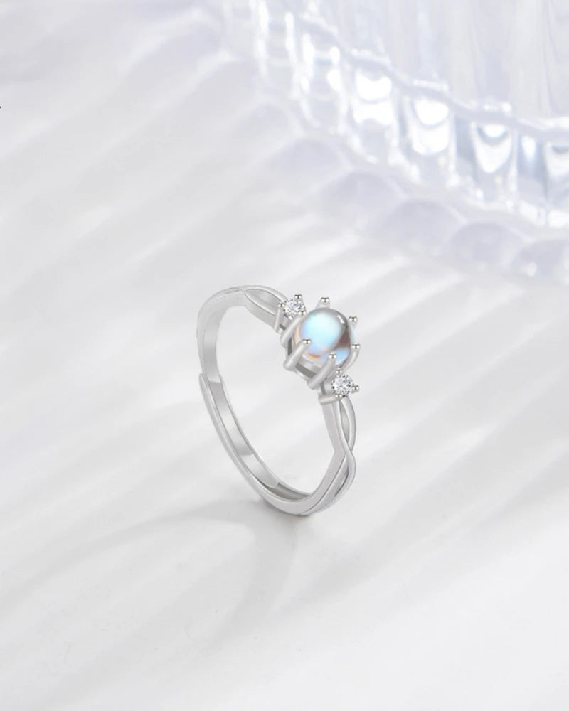 Moonstone Sparkle Adjustable Ring