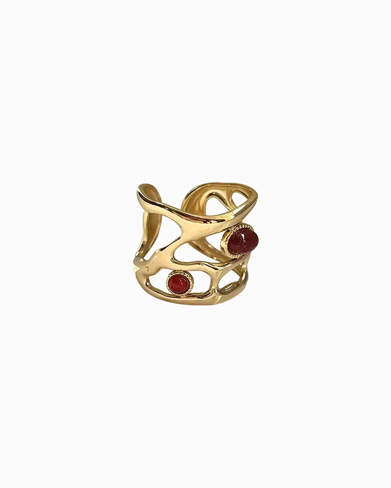 Red Agate Flow Adjustable Ring