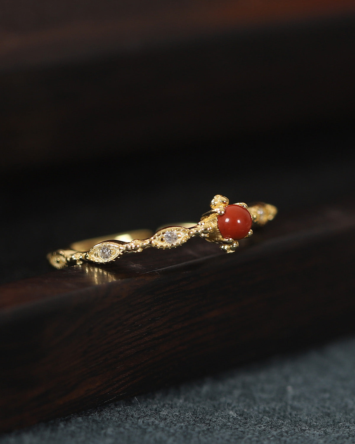 Red Agate Elegant Adjustable Ring