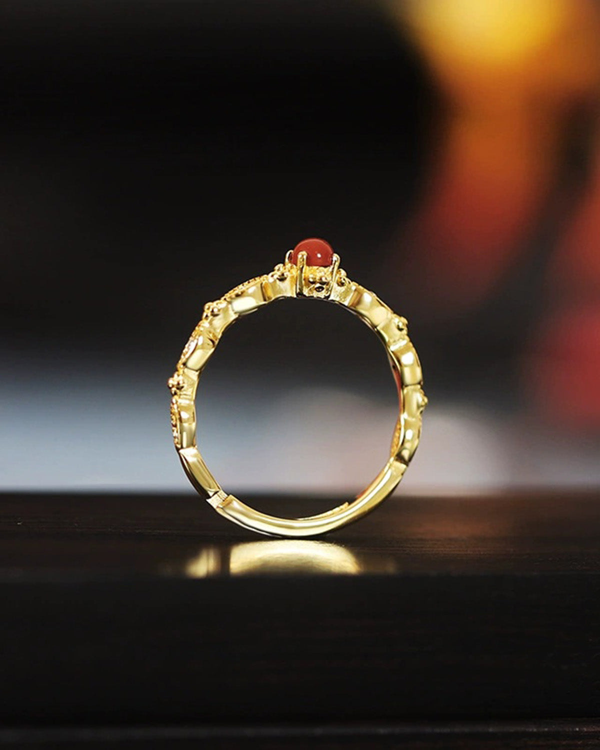 Red Agate Elegant Adjustable Ring | July Birthstone Jewelry