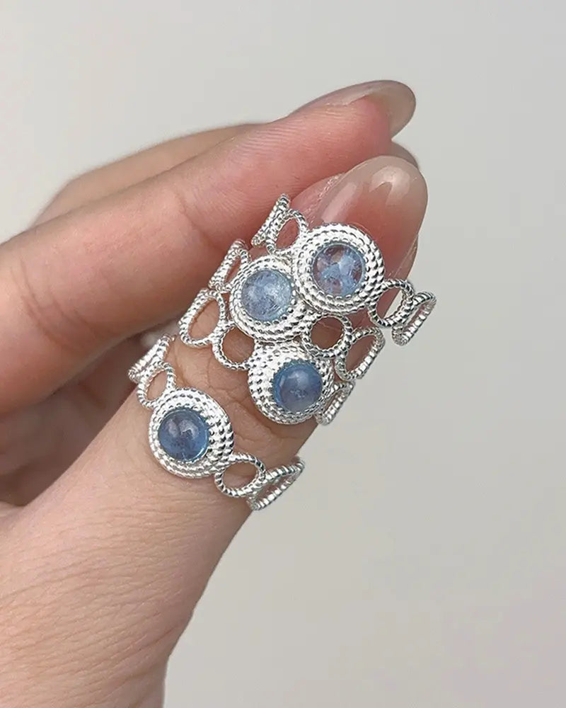 Aquamarine Luminous Adjustable Ring