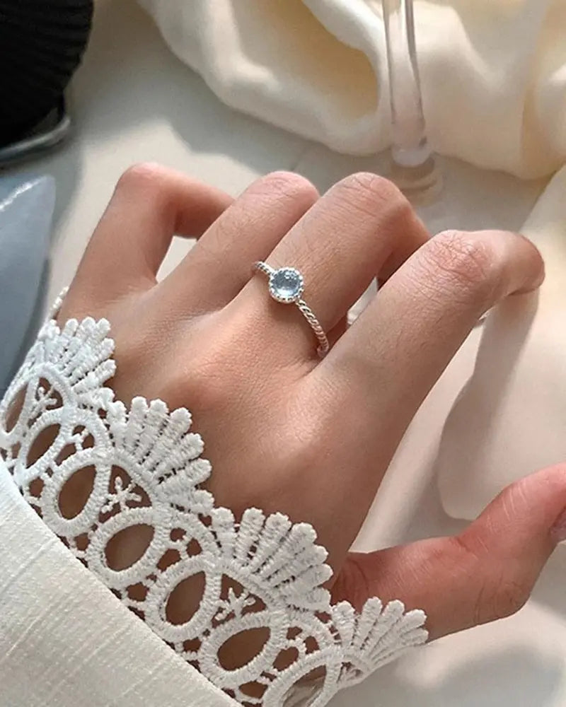 Aquamarine Twisted Adjustable Ring