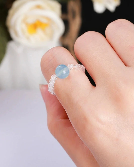 Aquamarine Clear Quartz Ring – Serenity & Clarity