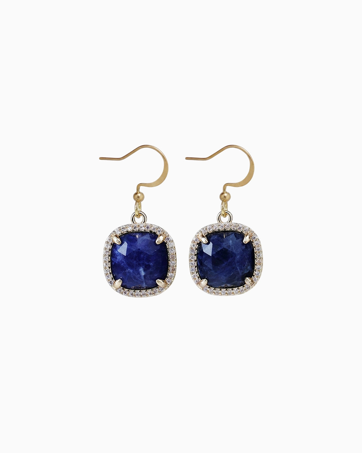 Blue Lapis Lazuli Gold Square Earrings