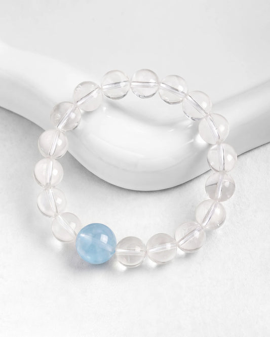 Ocean Drop Clear Quartz Aquamarine Bracelet