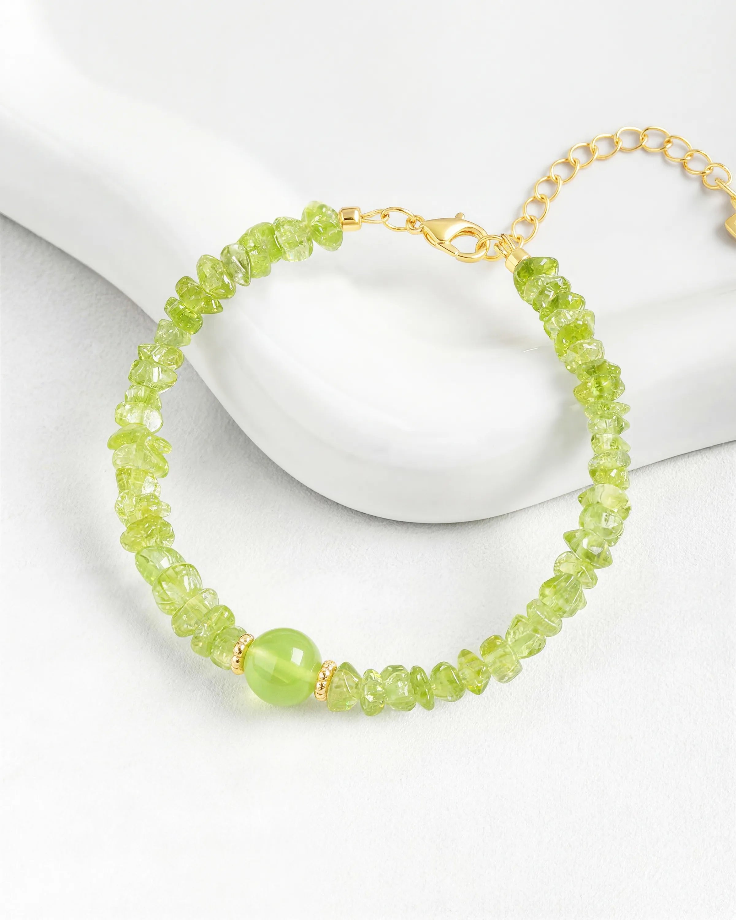 Peridot Gold Freeform Chips Focal Bracelet