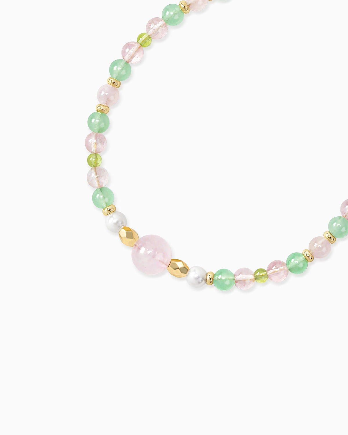 Peridot Rose Quartz Aventurine 14K Gold Plated Bracelet