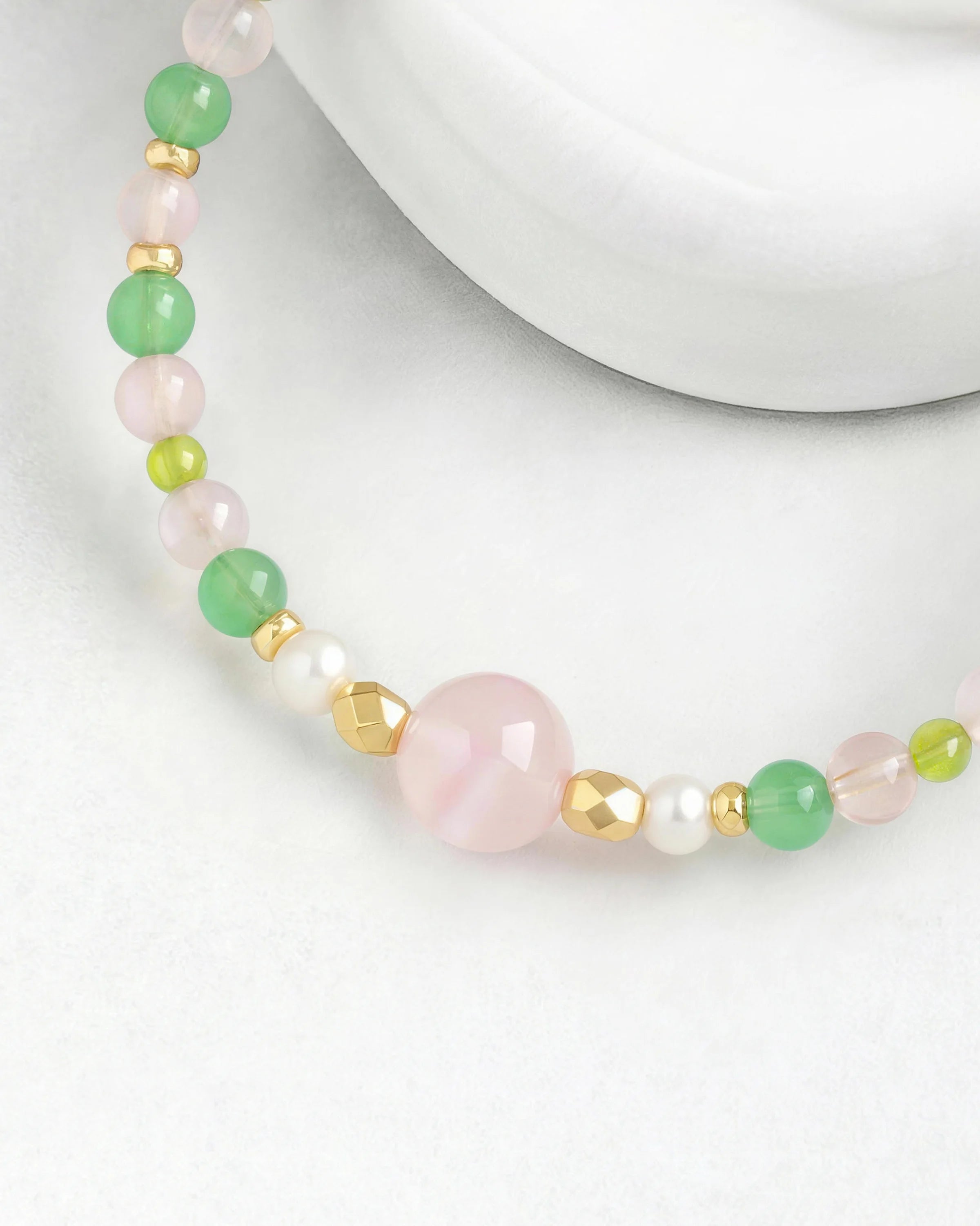 Peridot Rose Quartz Aventurine 14K Gold Plated Bracelet