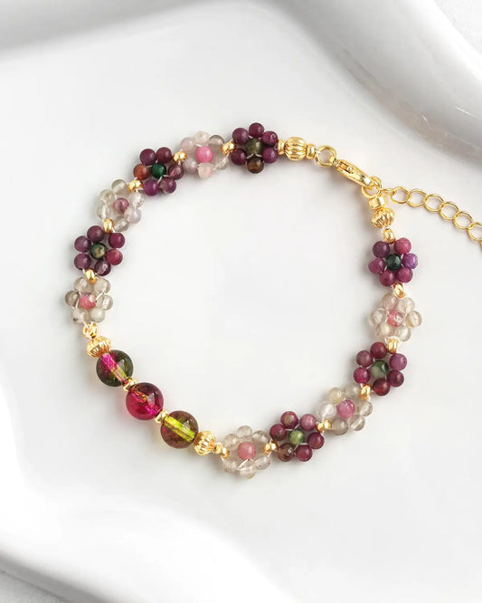 Rainbow Fluorite Daisy Gold Bracelet – Clarity & Flow