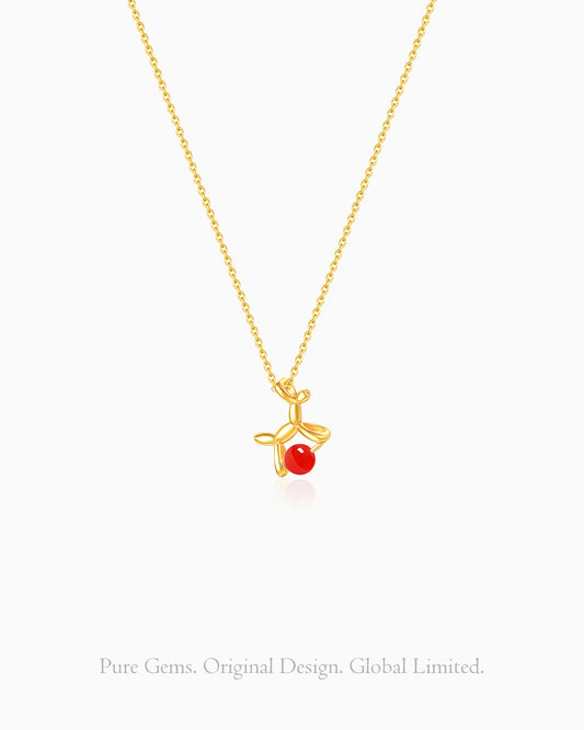 Red Agate Dog Pendant Necklace