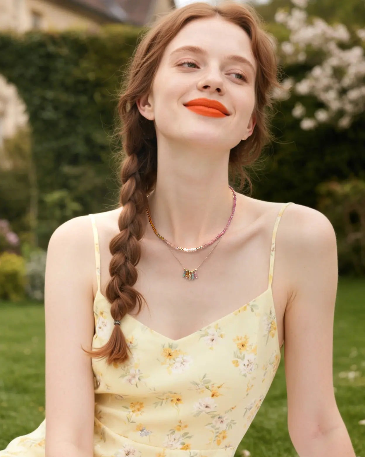 Tourmaline Beaded Necklace Set on moel