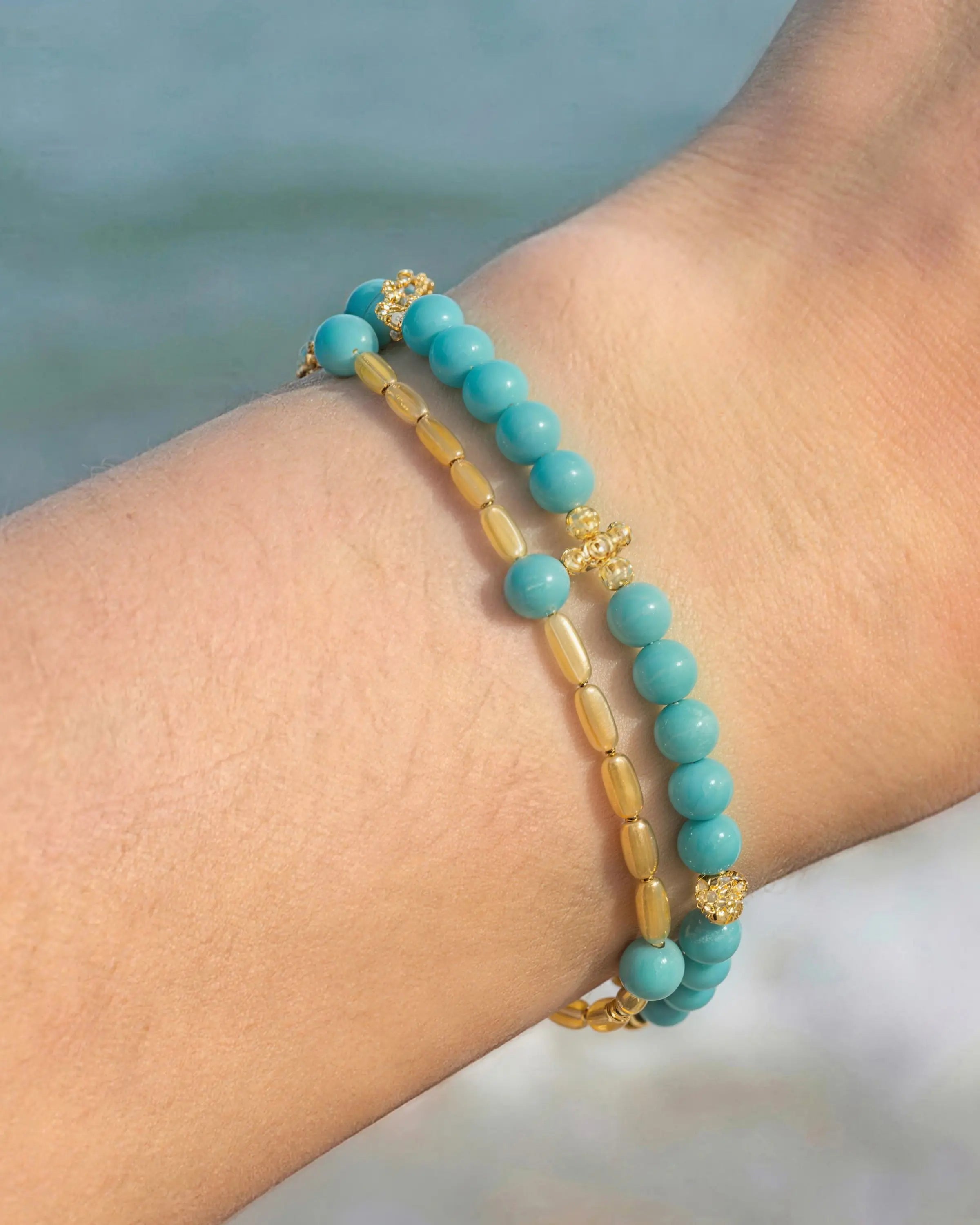 Truquoise Gold Floral pre-layered bracelet