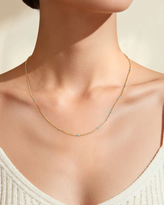 Turquoise 14K Gold Plated Chain Necklace – Calm & Balance