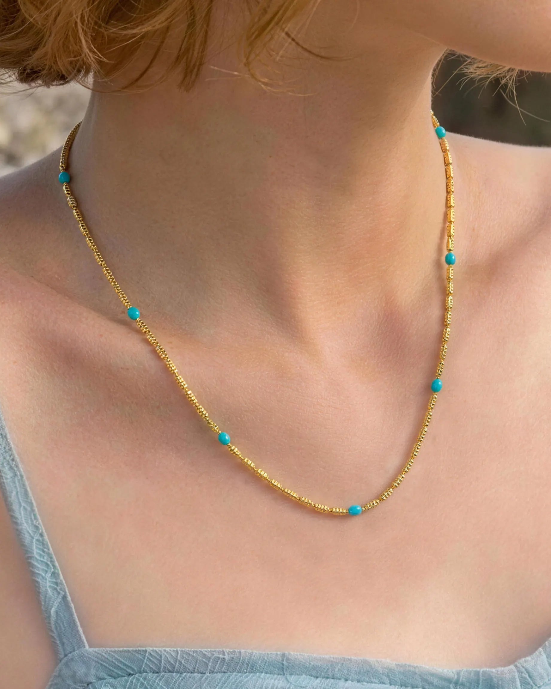 Turquoise Gold Chain Necklace
