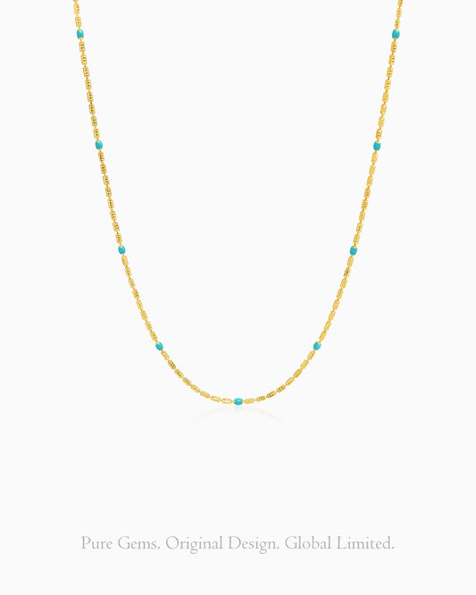 Turquoise 14K Gold Plated Chain Necklace – Calm & Balance