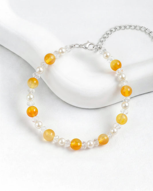 Yellow Jade & Pearl Silver Bracelet – Joy & Optimism