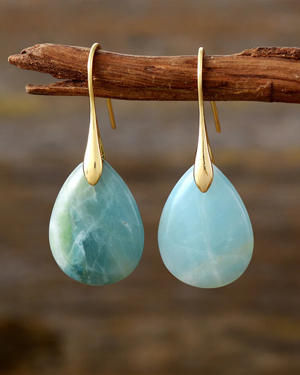 amazonite 14k gold plated drop earrings