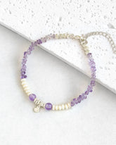 Amethyst Pearl Irregular Silver Bracelet – Clarity & Intuition