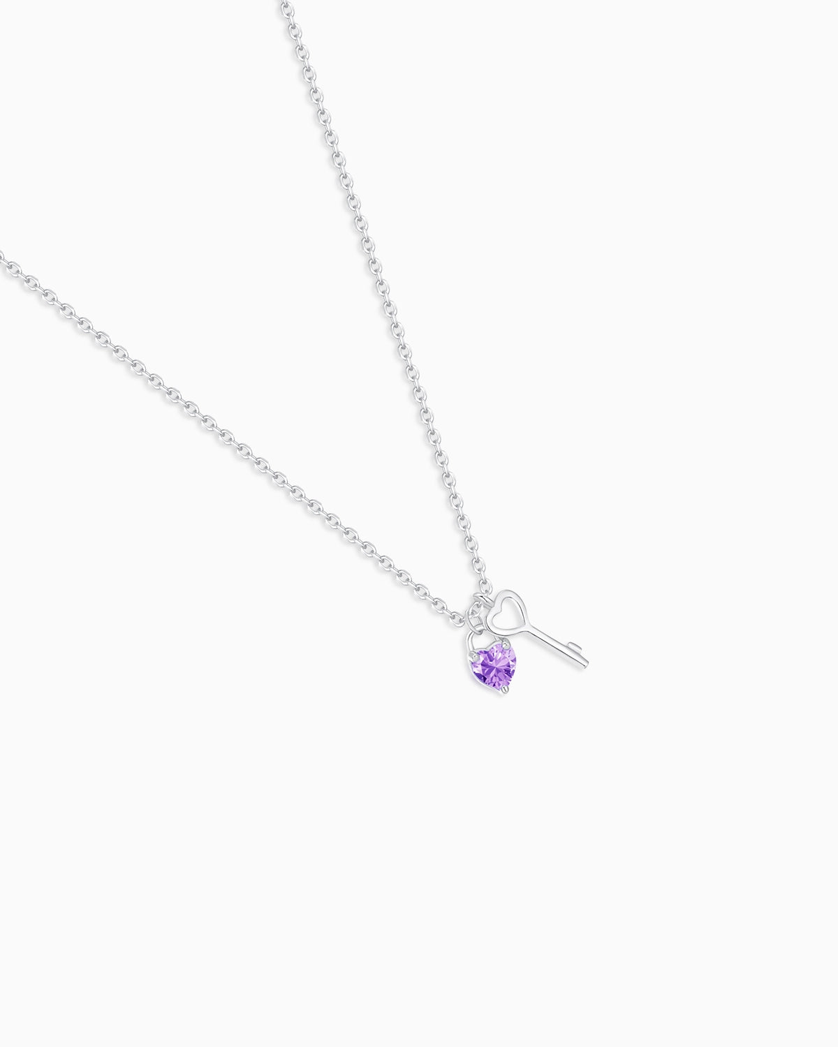 Amethyst Heart Sterling Silver Necklace
