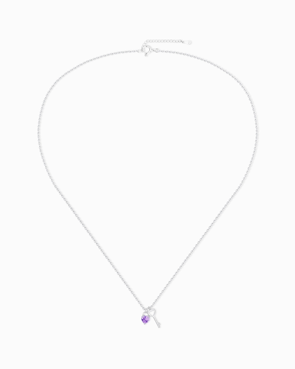 Amethyst Heart Sterling Silver Necklace