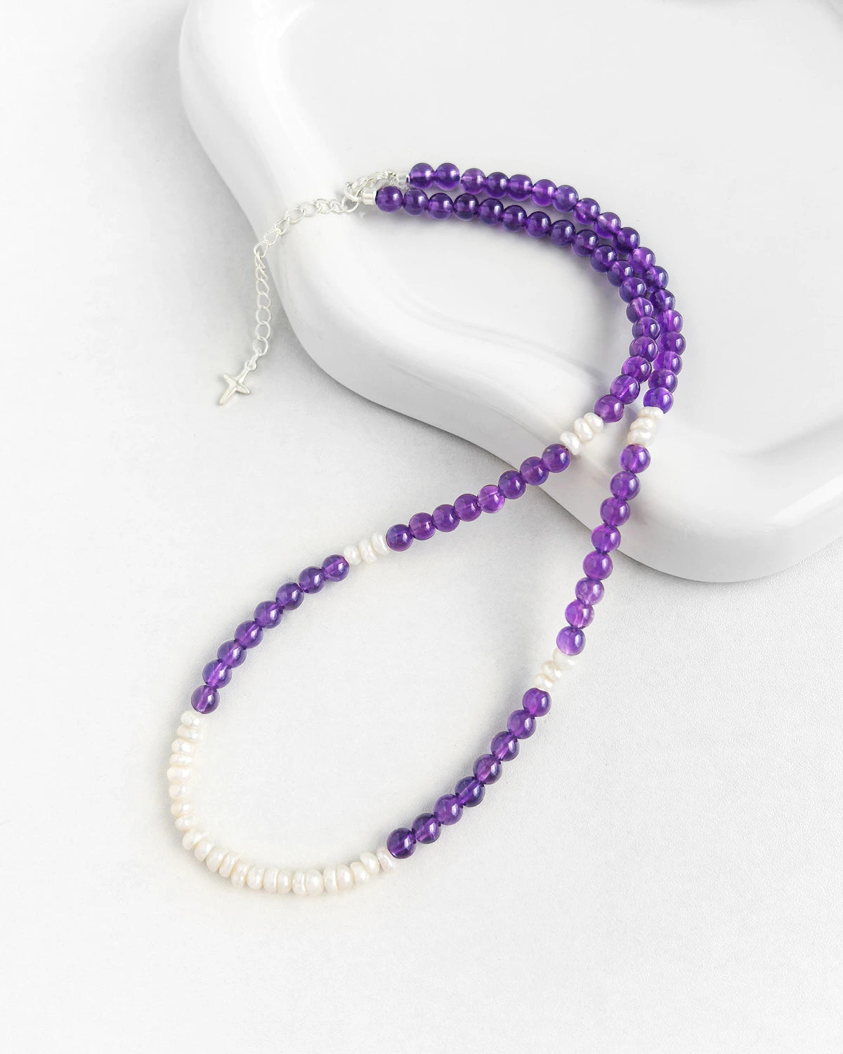amethyst pearl beaded necklace