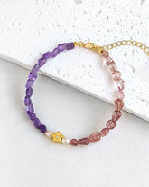 Amethyst Strawberry Quartz Gold Bracelet – Clarity & Love