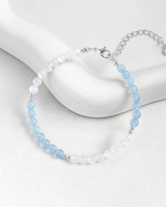 aquamarine beaded bracelet for march birthday