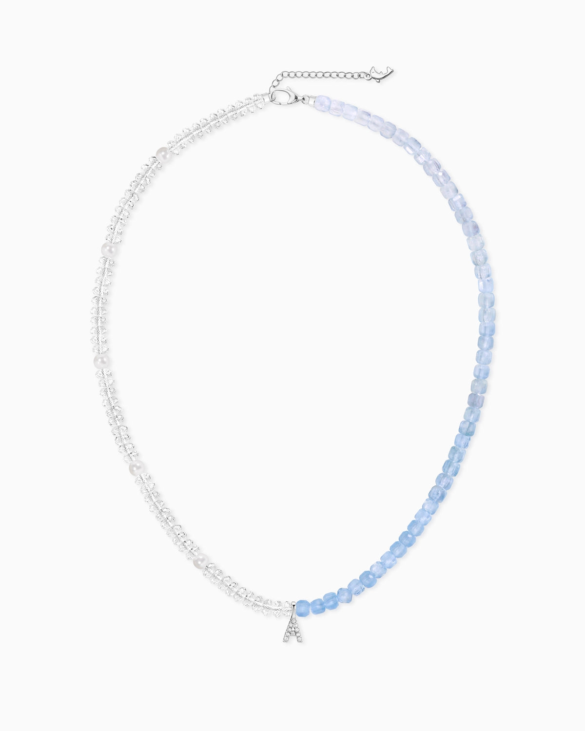 aquamarine initial necklace
