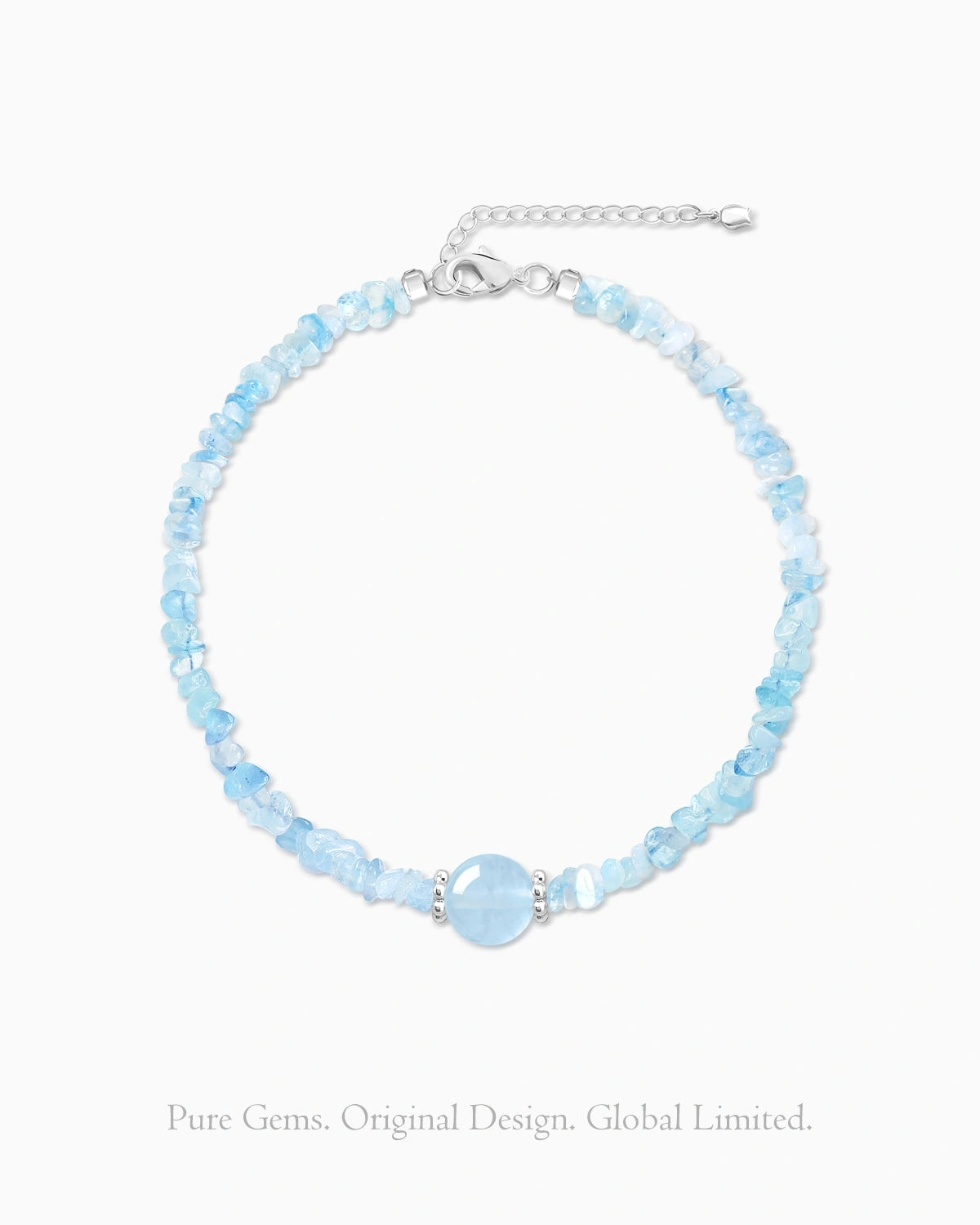aquamarine chip beaded necklace