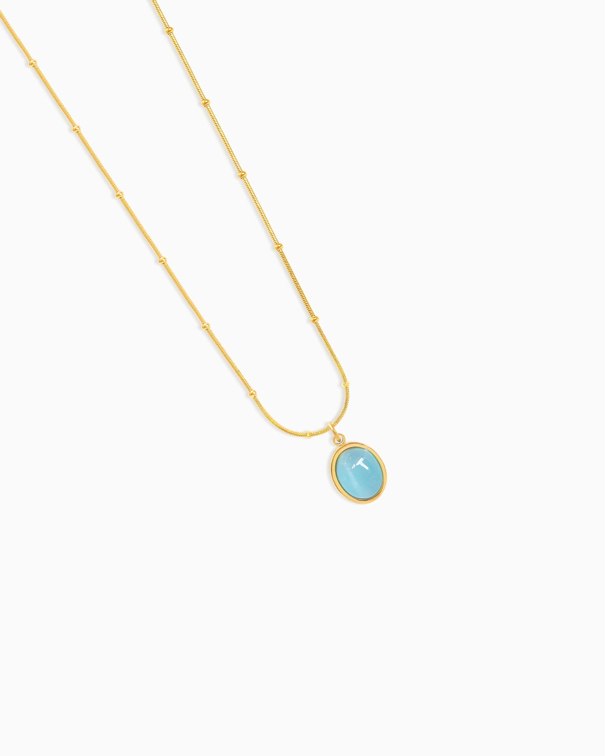 Aquamarine 14K Gold Plated Pendant Necklace