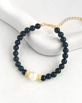 Black Onyx Pearl Gold Bracelet – Grounding & Protection