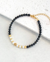 Black Tourmaline Pearl Gold Bracelet – Grounding & Protection