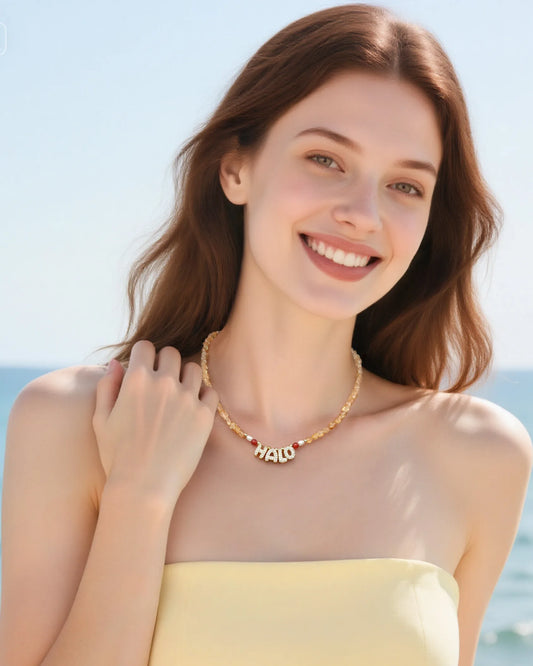 Citrine Red Agate Gold Plated Sterling Silver Necklace – Energy & Courage