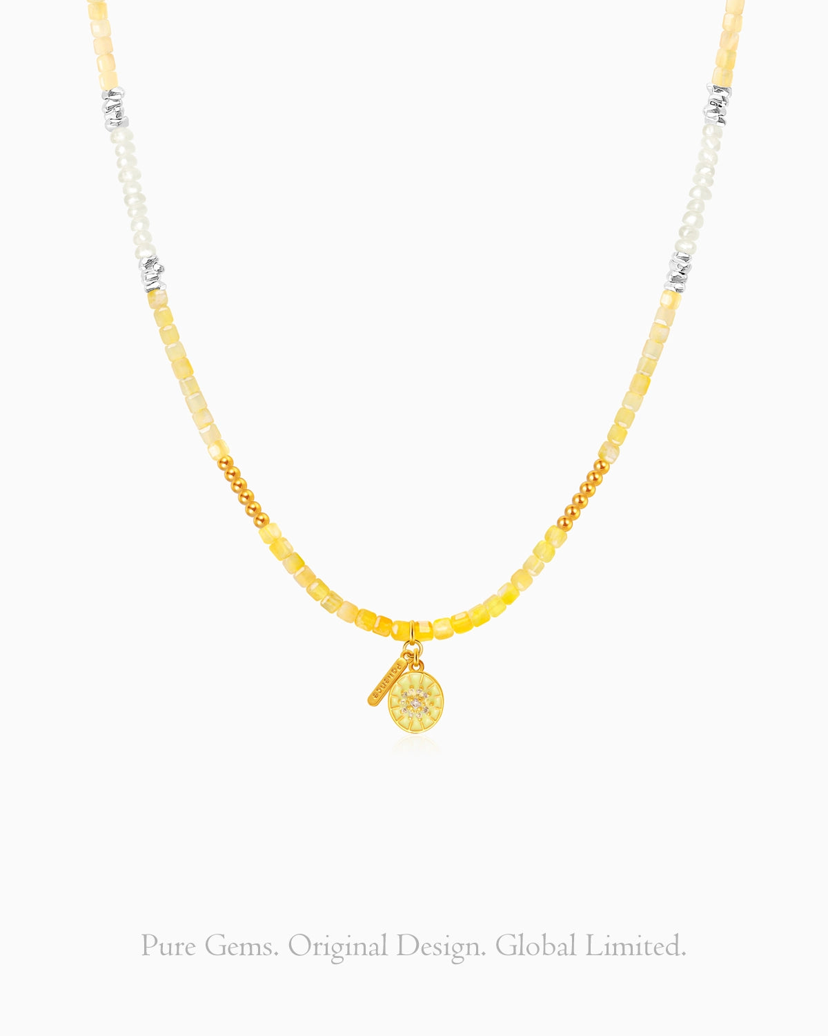 citrine cube beaded necklace | November Birthstone