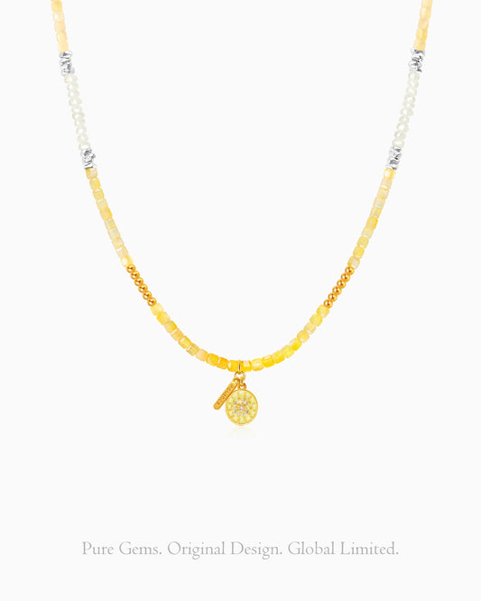 citrine cube beaded necklace | November Birthstone