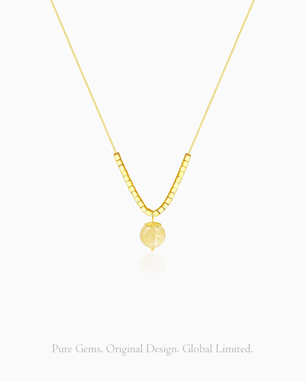 citrine cube bead pendant necklace – November birthstone jewelry