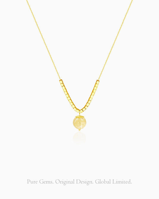 citrine cube bead pendant necklace – November birthstone jewelry