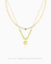 citrine cube beaded necklace set