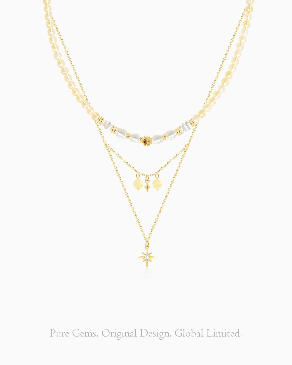 citrine beaded necklace set