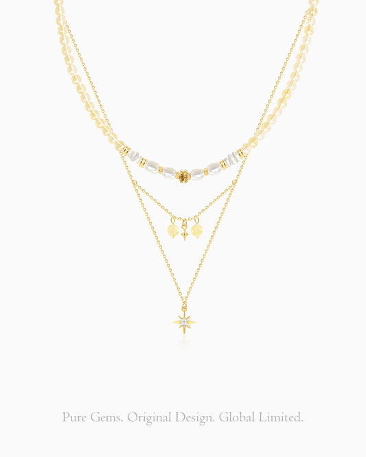 citrine beaded necklace set