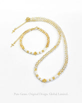 Citrine Pearl Gold Necklace & Bracelet Set – Abundance & Wisdom